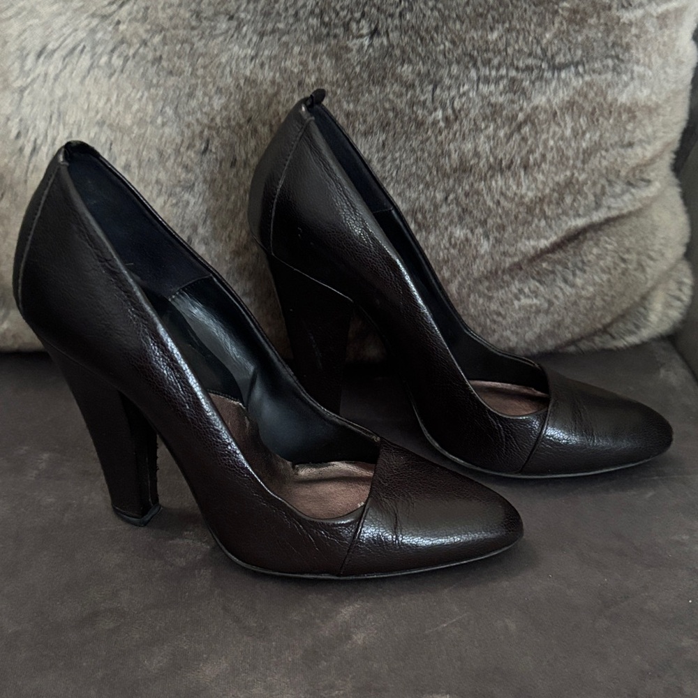 7 for All Mankind Black Leather Heels
